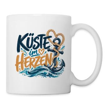 Küste im Herzen – Maritimes Design - Tasse - Weiß - Rechts