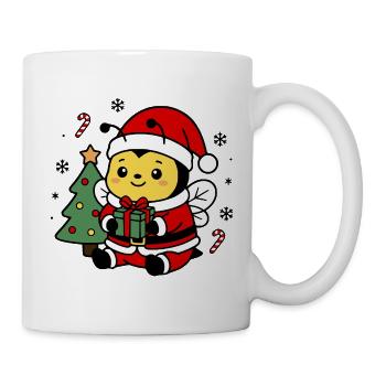 Niedliches Weihnachtsbien-Weihnachtsmann-Geschenk-Maskottchen - Tasse - Weiß - Rechts