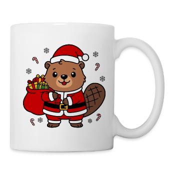Niedliche Kawaii-Biber-Weihnachtskunst - Tasse - Weiß - Rechts