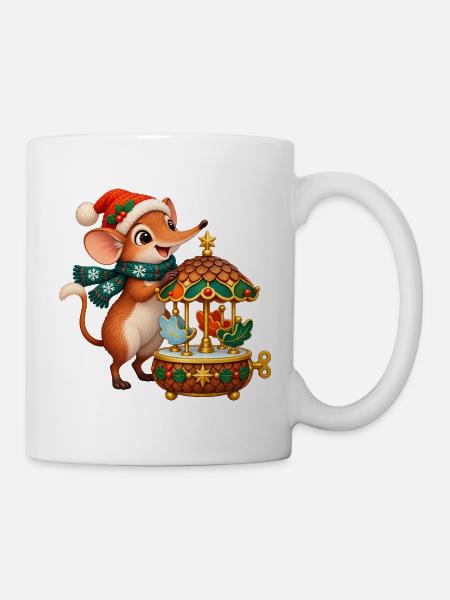 Rüsselspringer mit Eichelkarussell-Spieluhr - Tasse - Weiß