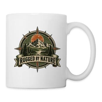 Rugged by Nature – Retro-Outdoor-Abzeichen - Tasse - Weiß - Rechts