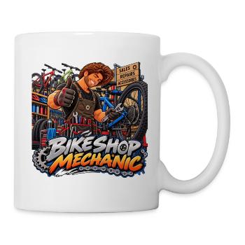 Fahrradwerkstatt-Mechaniker - Tasse - Weiß - Rechts