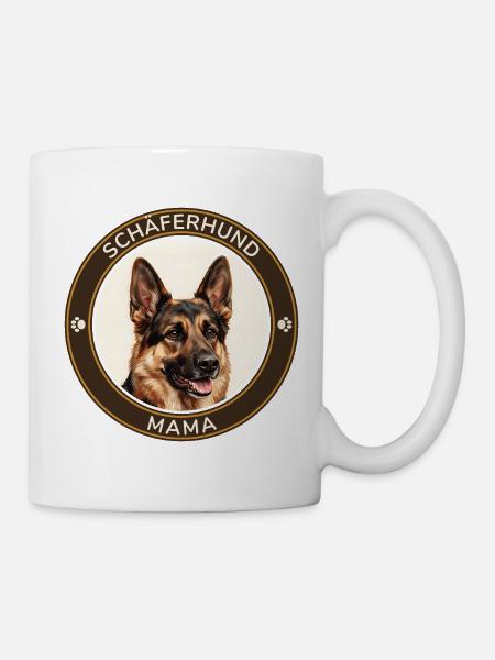 Schäferhund-Mama Porträt - Tasse - Weiß
