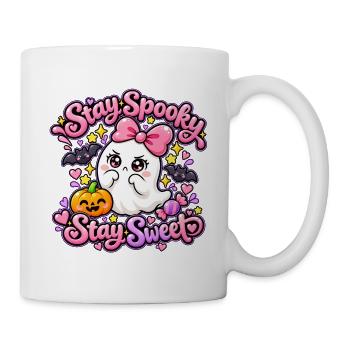Halloween Geist mit Kürbis - Tasse - Weiß - Rechts