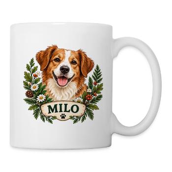 Hund Milo mit Blumenkranz - Tasse - Weiß - Rechts