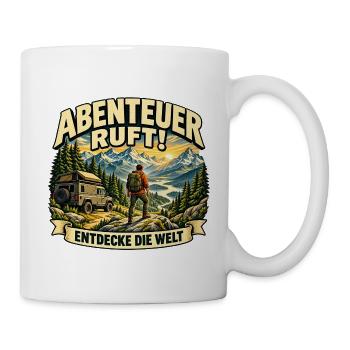 Abenteuer ruft Berge und Camper - Tasse - Weiß - Rechts