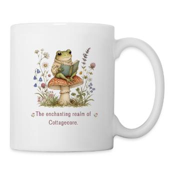 Frosch liest unter Cottagecore-Pilzen - Tasse - Weiß - Rechts