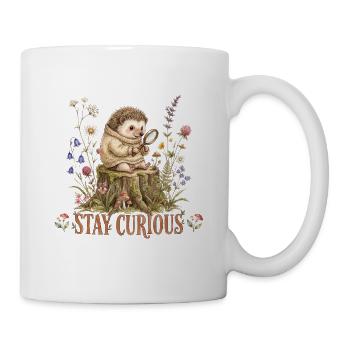 Igel-Entdecker zwischen Blumen - Tasse - Weiß - Rechts