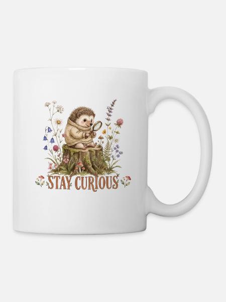 Igel-Entdecker zwischen Blumen - Tasse - Weiß