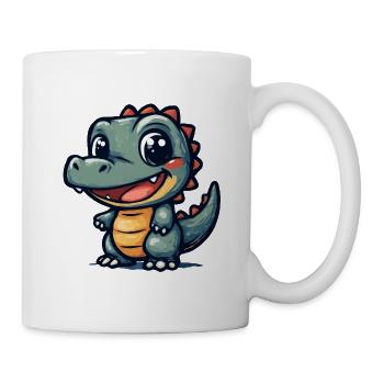 Lustiger Krokodil Dino mit breitem Grinsen - Tasse - Weiß - Rechts