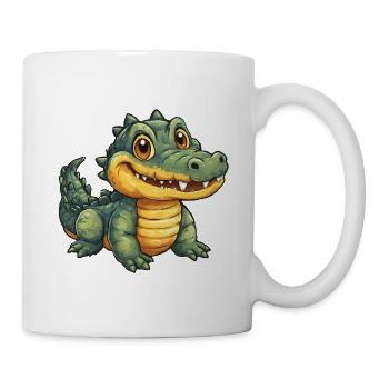 Fröhlicher Krokodil Alligator - Tasse - Weiß - Rechts
