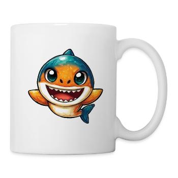 Lachender Hai Cartoon - Tasse - Weiß - Rechts