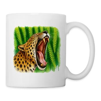 Leopard im Dschungel im Farbenspiel - Tasse - Weiß - Rechts