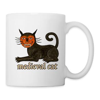 Mittelalterliche Katze - Tasse - Weiß - Rechts