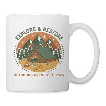 Entdecken & Ausruhen: Outdoor Zelt - Tasse - Weiß - Rechts