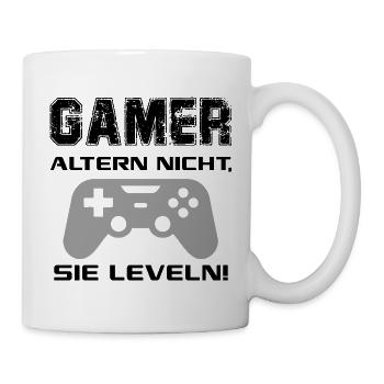 Gamer altern nicht Sie leveln Zocken Joypad Spiel - Tasse - Weiß - Rechts