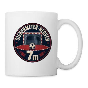 Siebenmeter Nerven Handball Vintage Badge Shirt - Tasse - Weiß - Rechts