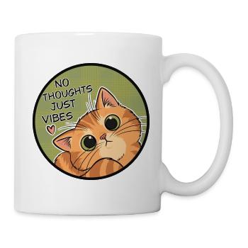Keine Gedanken, nur Vibes Katzenrunde. - Tasse - Weiß - Rechts