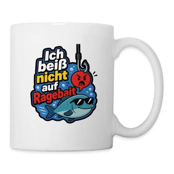 Ich beiß nicht auf Ragebait Angel Angler Shirt - Tasse - Weiß - Rechts