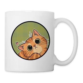 Neugieriges Kätzchen auf Karo - Tasse - Weiß - Rechts