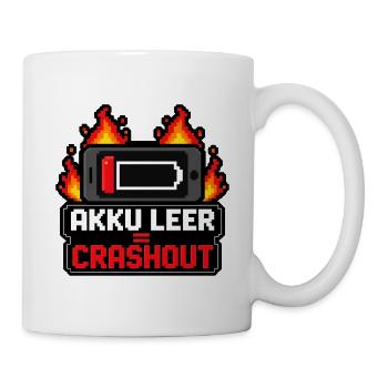 Akku leer Crashout 8-Bit Pixel Art Gamer Shirt - Tasse - Weiß - Rechts