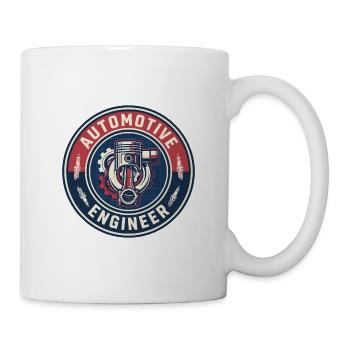 Kolbenabzeichen des Vintage Automotive Engineer-Motors - Tasse - Weiß - Rechts
