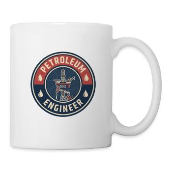 Vintage Petroleum Engineer Ölplattform Pumpjack-Abzeichen - Tasse - Weiß - Rechts