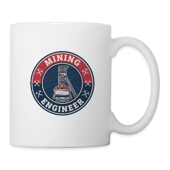Vintage Mining Engineer Headframe-Wagenabzeichen-Deckel - Tasse - Weiß - Rechts