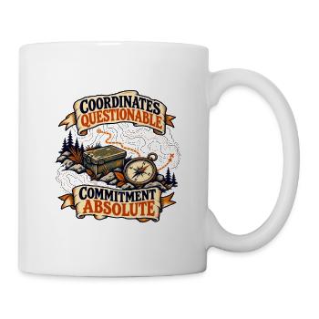 Geocaching – fragwürdige Koordinatoren - Tasse - Weiß - Rechts