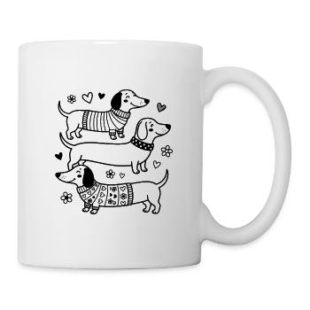 Dackel Hunde Dackelliebe Kinder T-Shirt - Tasse - Weiß - Rechts