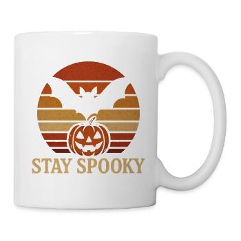 Stay Spooky Retro Halloween Fledermaus Kürbis - Tasse - Weiß - Rechts