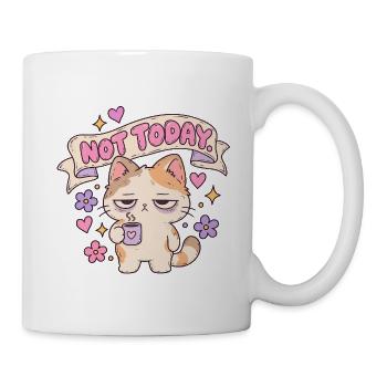 Not Today Katze mit Latte Banner - Tasse - Weiß - Rechts