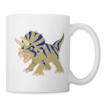 Blau gestreifter Triceratops Print - Tasse - Weiß - Rechts