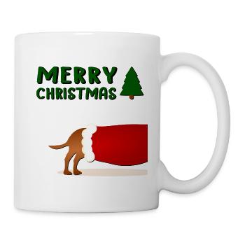 Froher Weihnachtshund - Tasse - Weiß - Rechts