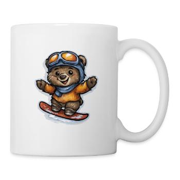 Winterteddy auf dem Snowboard - Tasse - Weiß - Rechts