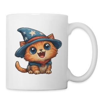 Katzenzauberer mit Sternenhut - Tasse - Weiß - Rechts