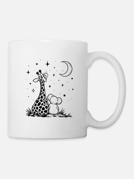 Giraffenwelpen-Mondnacht - Tasse - Weiß