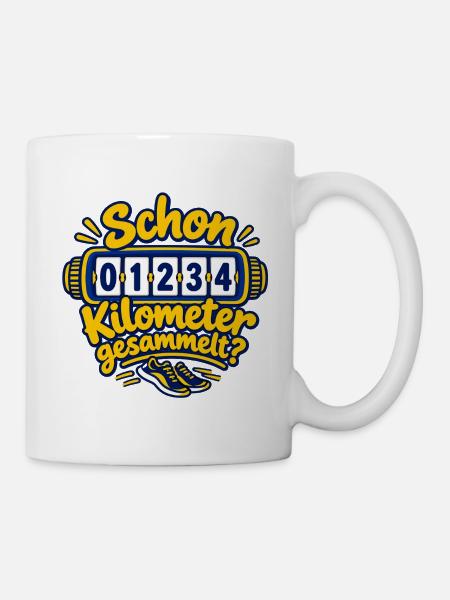 Kilometer sammeln – Laufmotivation  - Tasse - Weiß
