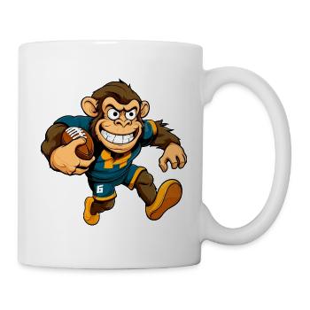 Affe Rugbyspieler - Tasse - Weiß - Rechts