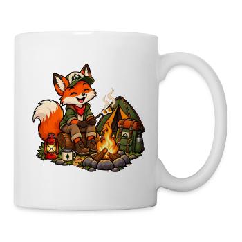 Fuchs beim Camping am Lagerfeuer - Tasse - Weiß - Rechts