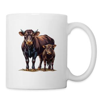 Angus-Kuh-Kalb-Paar - Tasse - Weiß - Rechts