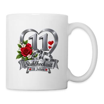 11.Hochzeitstag , 11 Jahre , Stahlhochzeit  - Tasse - Weiß - Rechts