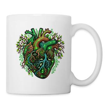 Umweltschutz – Grünes Herz zwischen Natur und Tech - Tasse - Weiß - Rechts