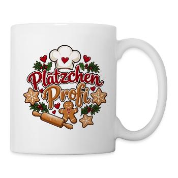 Plätzchen Profi – Weihnachtsbäcker Geschenk - Tasse - Weiß - Rechts