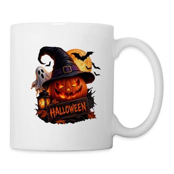 Halloween Kürbis Hexenhut Geist Fledermäuse - Tasse - Weiß - Rechts