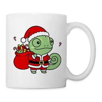 Süße Weihnachts-Chamäleon-Weihnachtsmann-Geschenktasche - Tasse - Weiß - Rechts