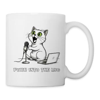 Lustiger Katzen-Podcaster am Laptop - Tasse - Weiß - Rechts