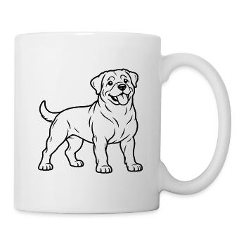 Rottweiler – Minimalistische Line Art - Tasse - Weiß - Rechts