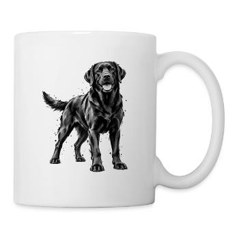 Labrador Retriever – Schwarz Weiß Aquarell - Tasse - Weiß - Rechts