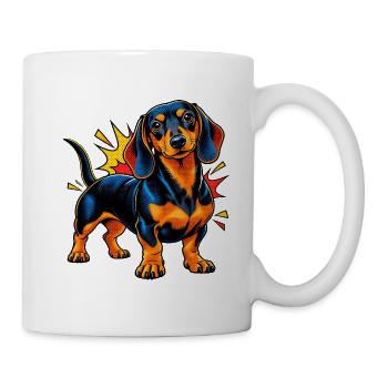 Dackel – Comic Pop Art - Tasse - Weiß - Rechts